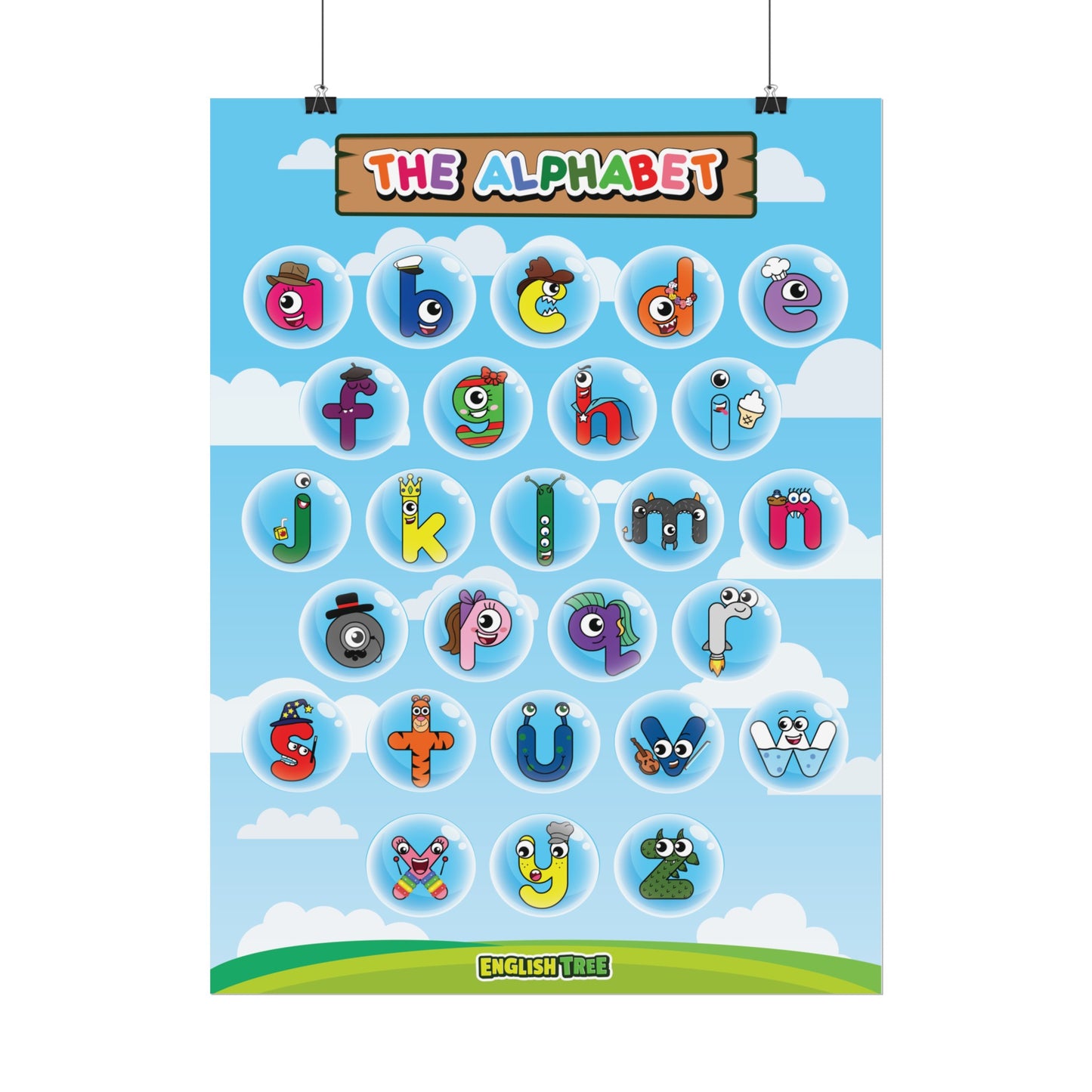 English Tree Alphabet Buds Lowercase Wall Poster