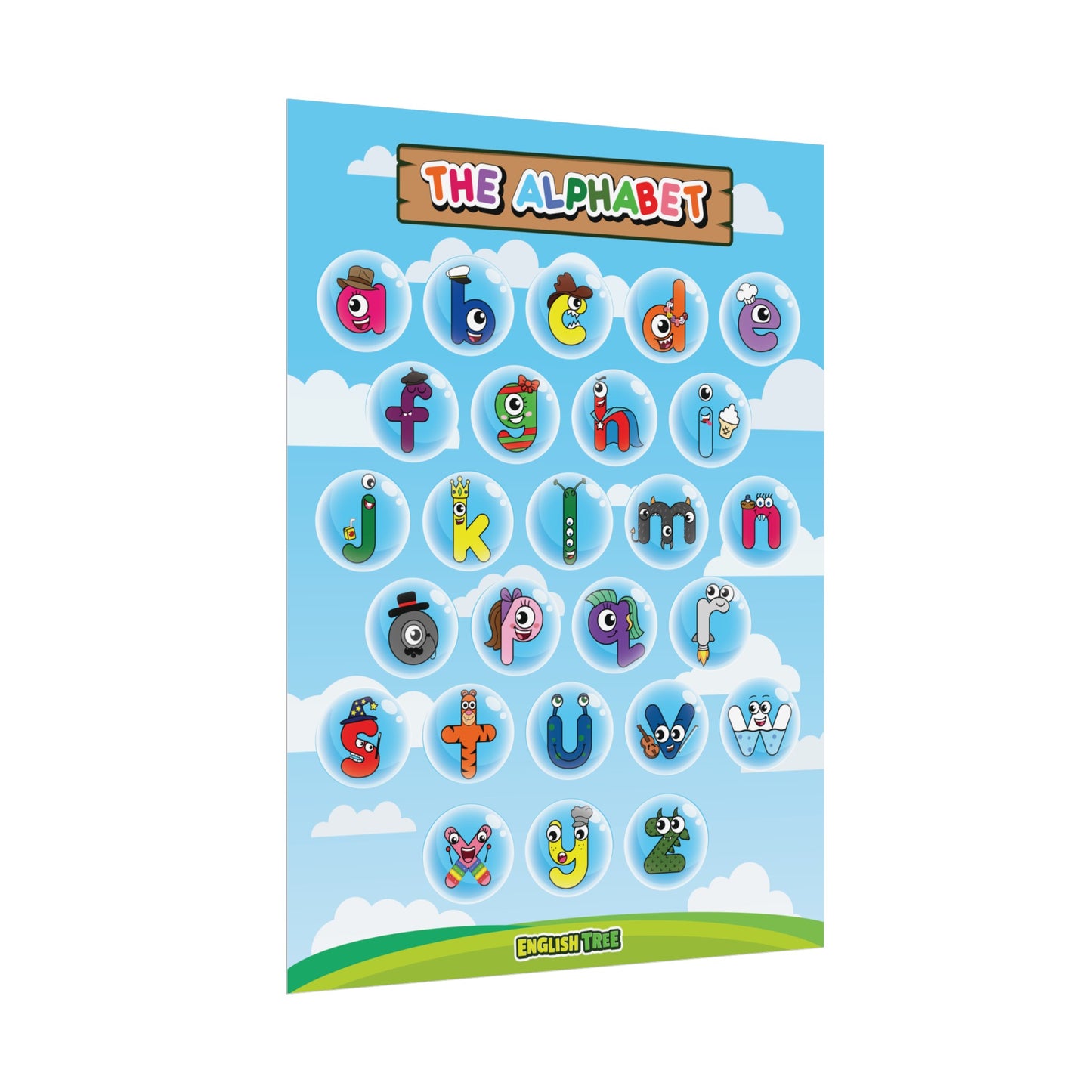 English Tree Alphabet Buds Lowercase Wall Poster