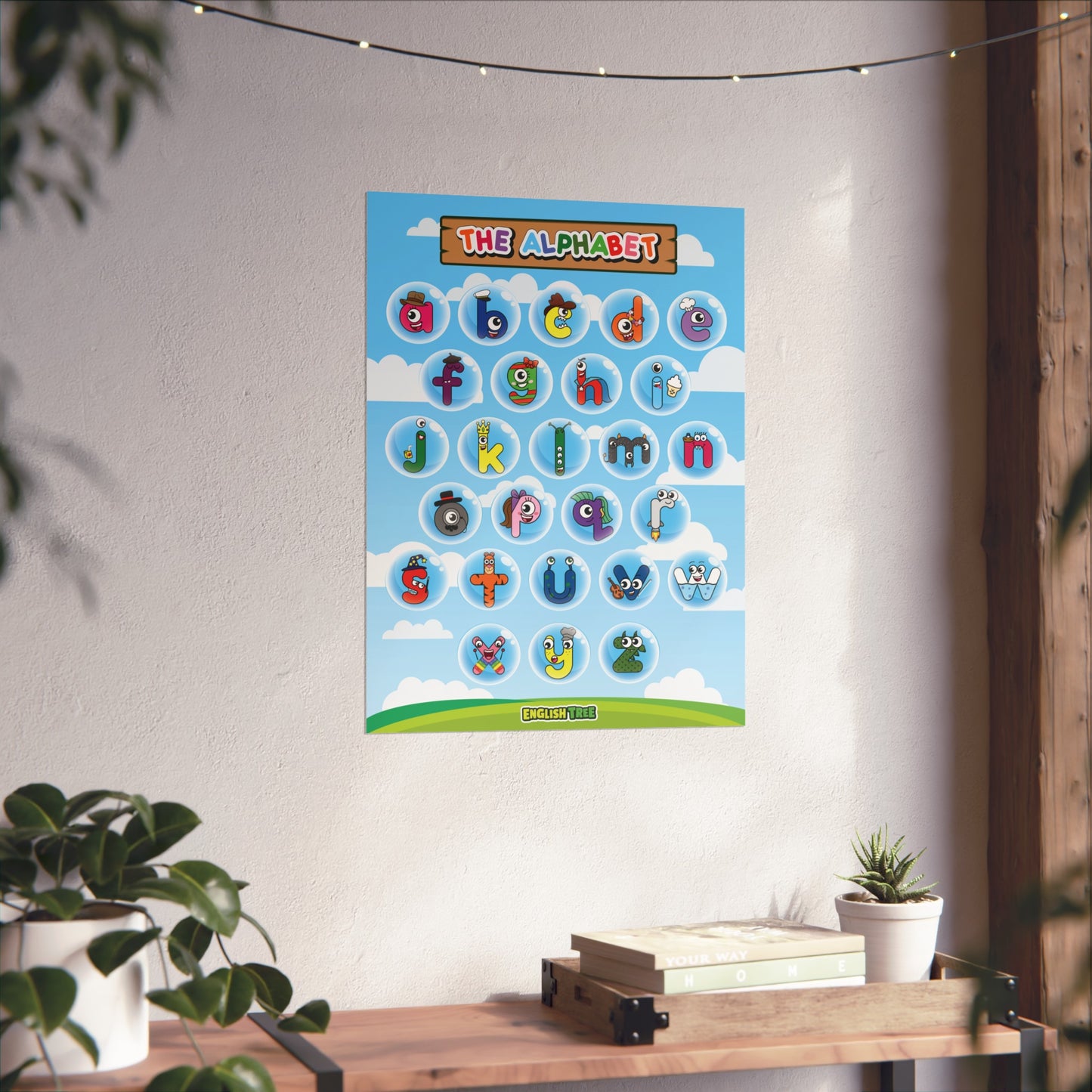 English Tree Alphabet Buds Lowercase Wall Poster