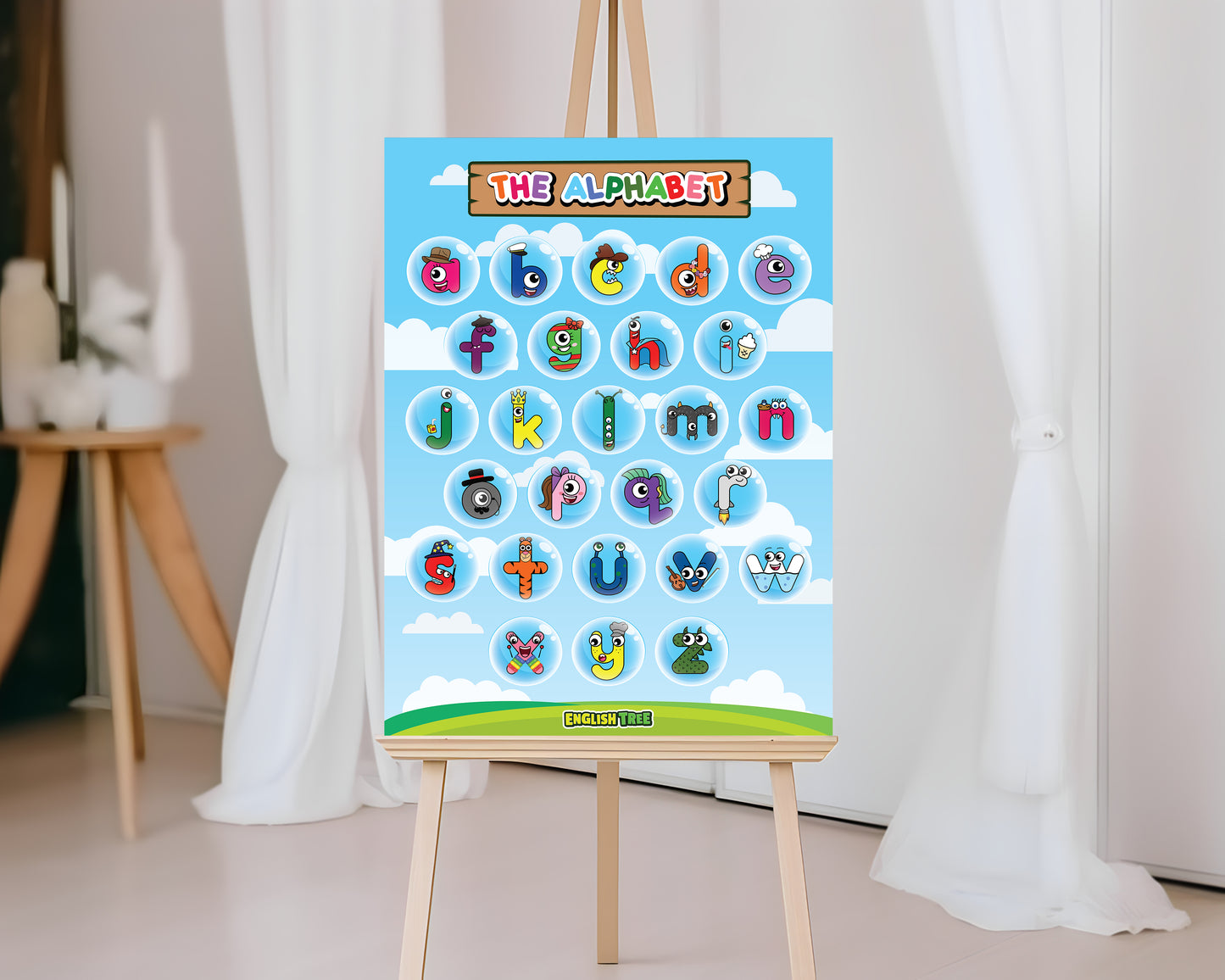 English Tree Alphabet Buds Lowercase Wall Poster