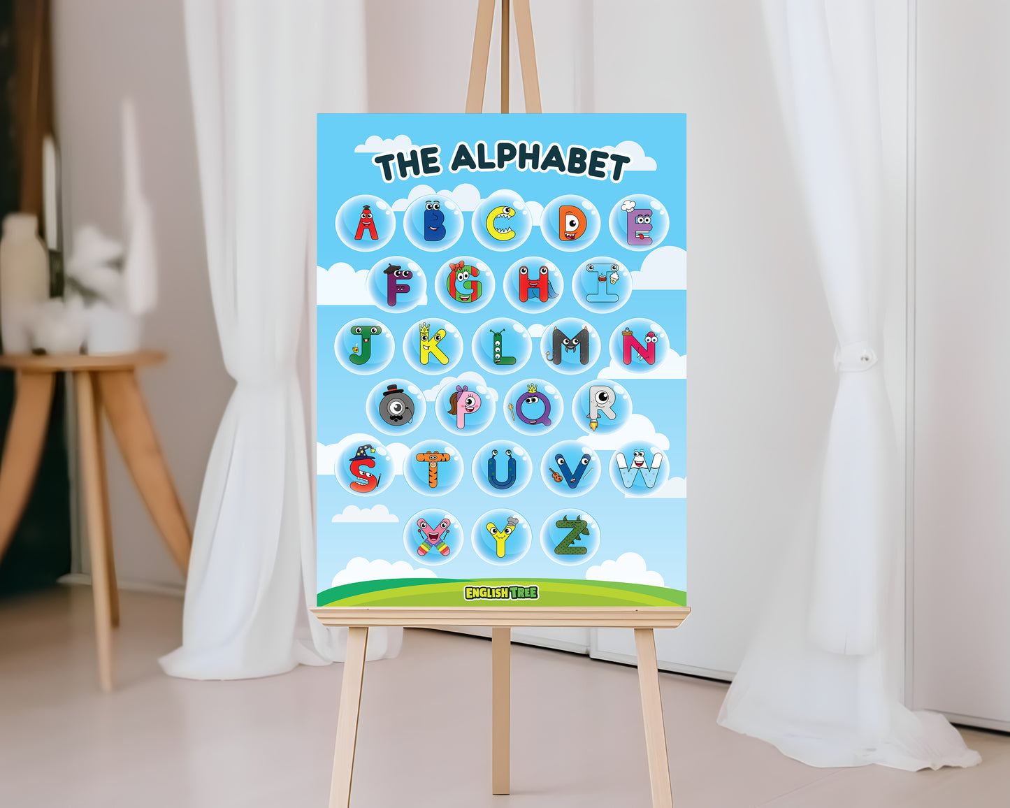 English Tree Alphabet Buds Uppercase Wall Poster