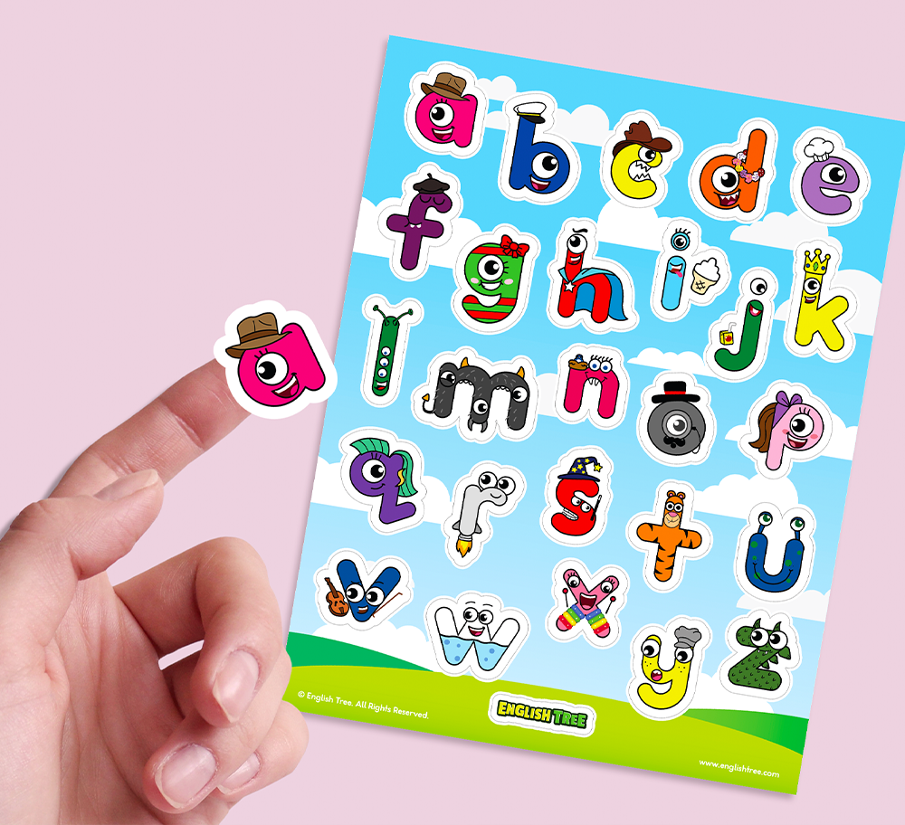English Tree Alphabet Buds Premium Lowercase Vinyl Stickers