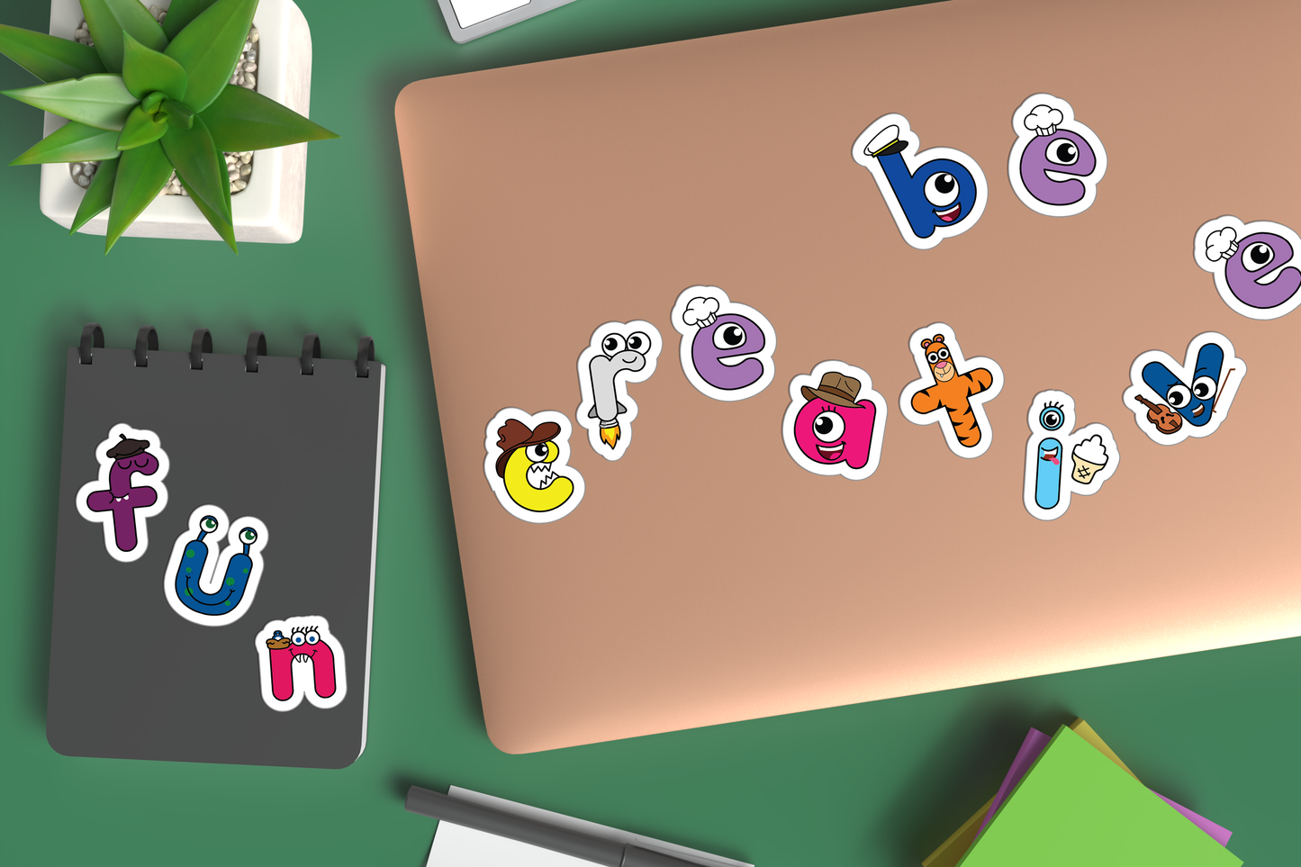 English Tree Alphabet Buds Premium Lowercase Vinyl Stickers
