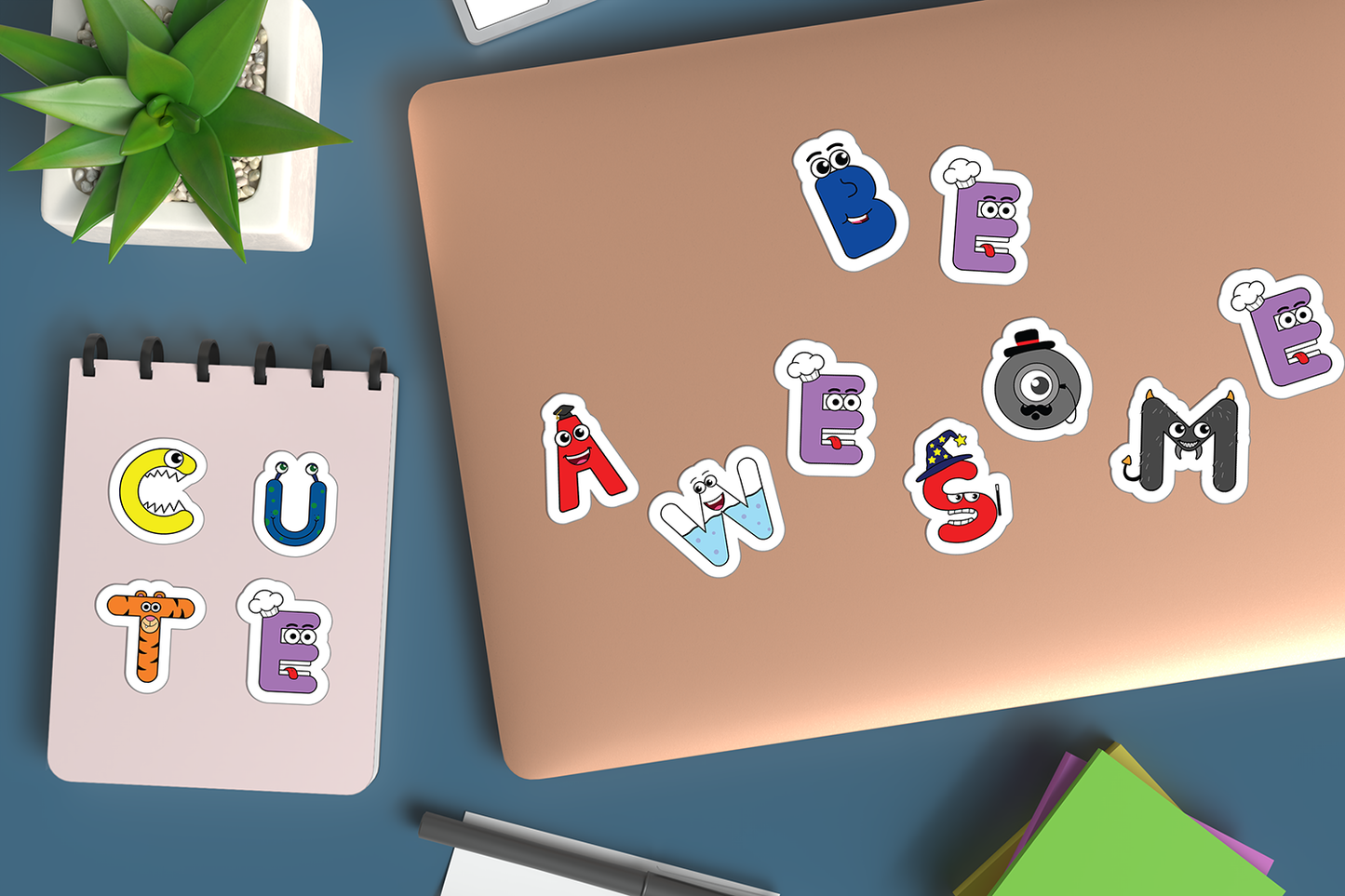 English Tree Alphabet Buds Premium Uppercase Vinyl Stickers