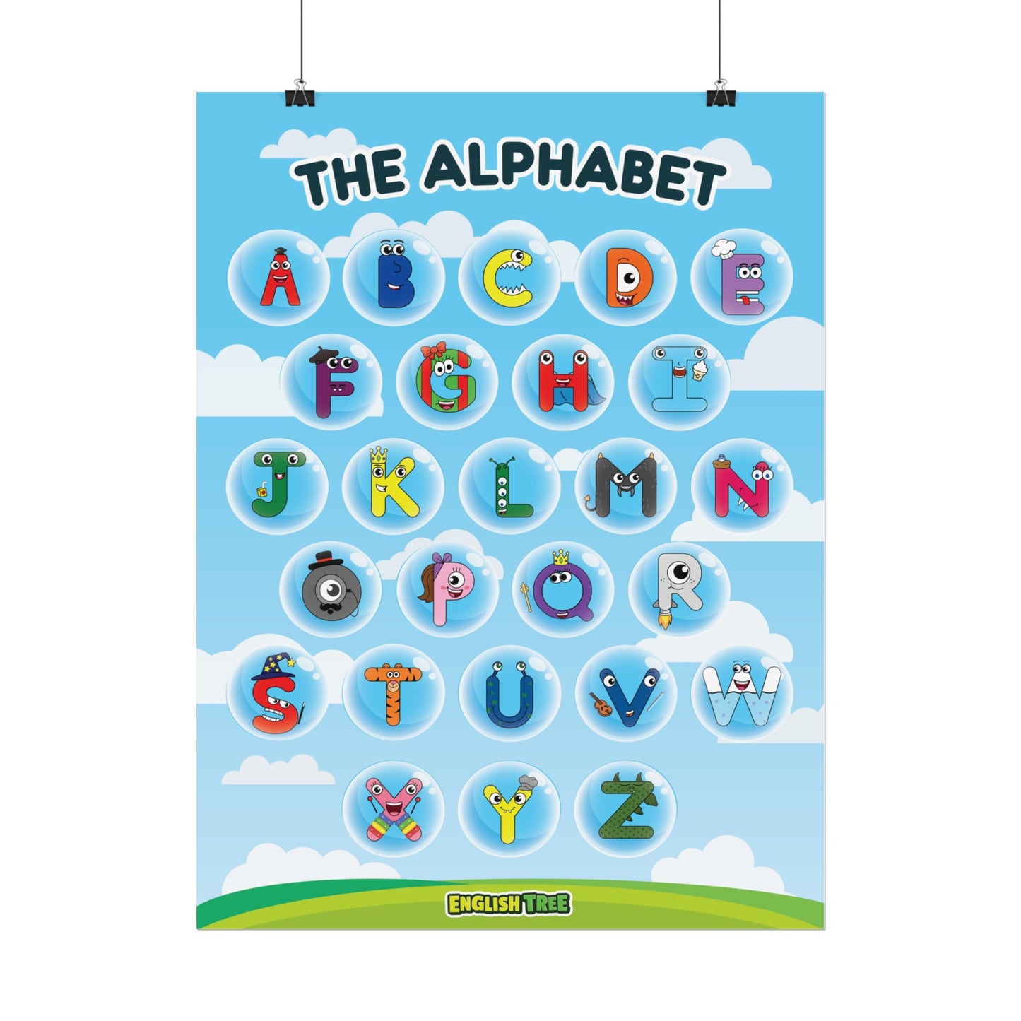 English Tree Alphabet Buds Uppercase Wall Poster