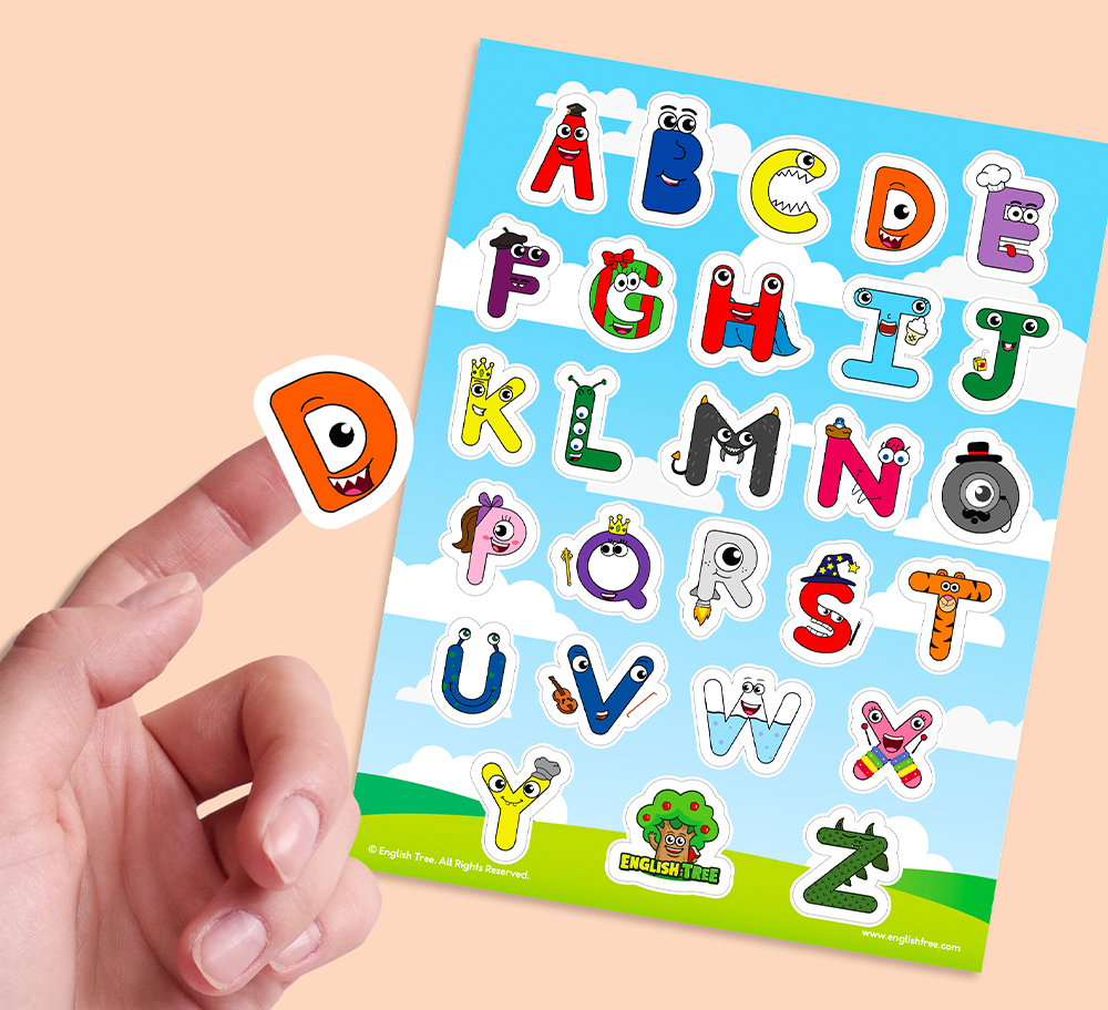 English Tree Alphabet Buds Premium Uppercase Vinyl Stickers