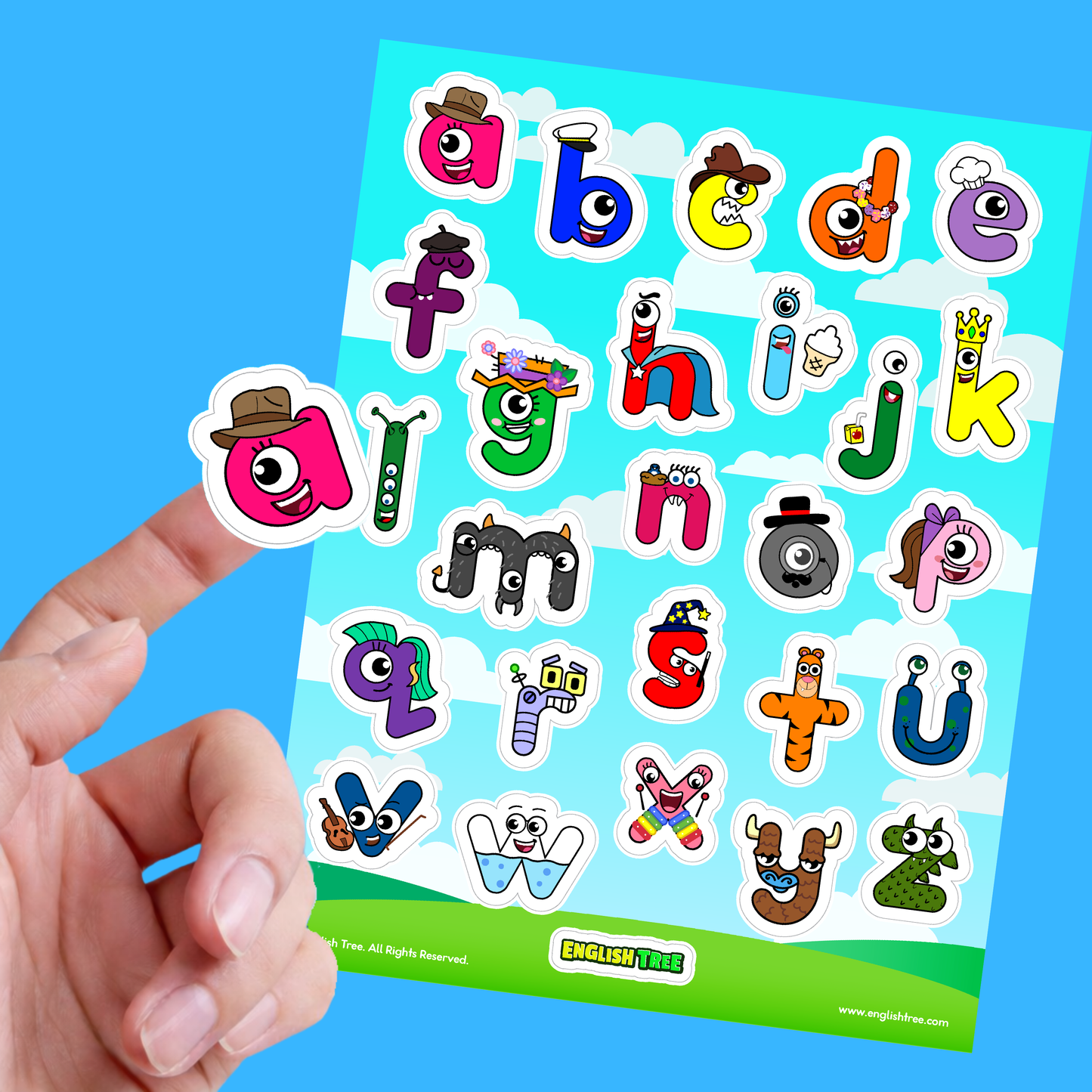 English Tree Alphabet Lowercase Stickers