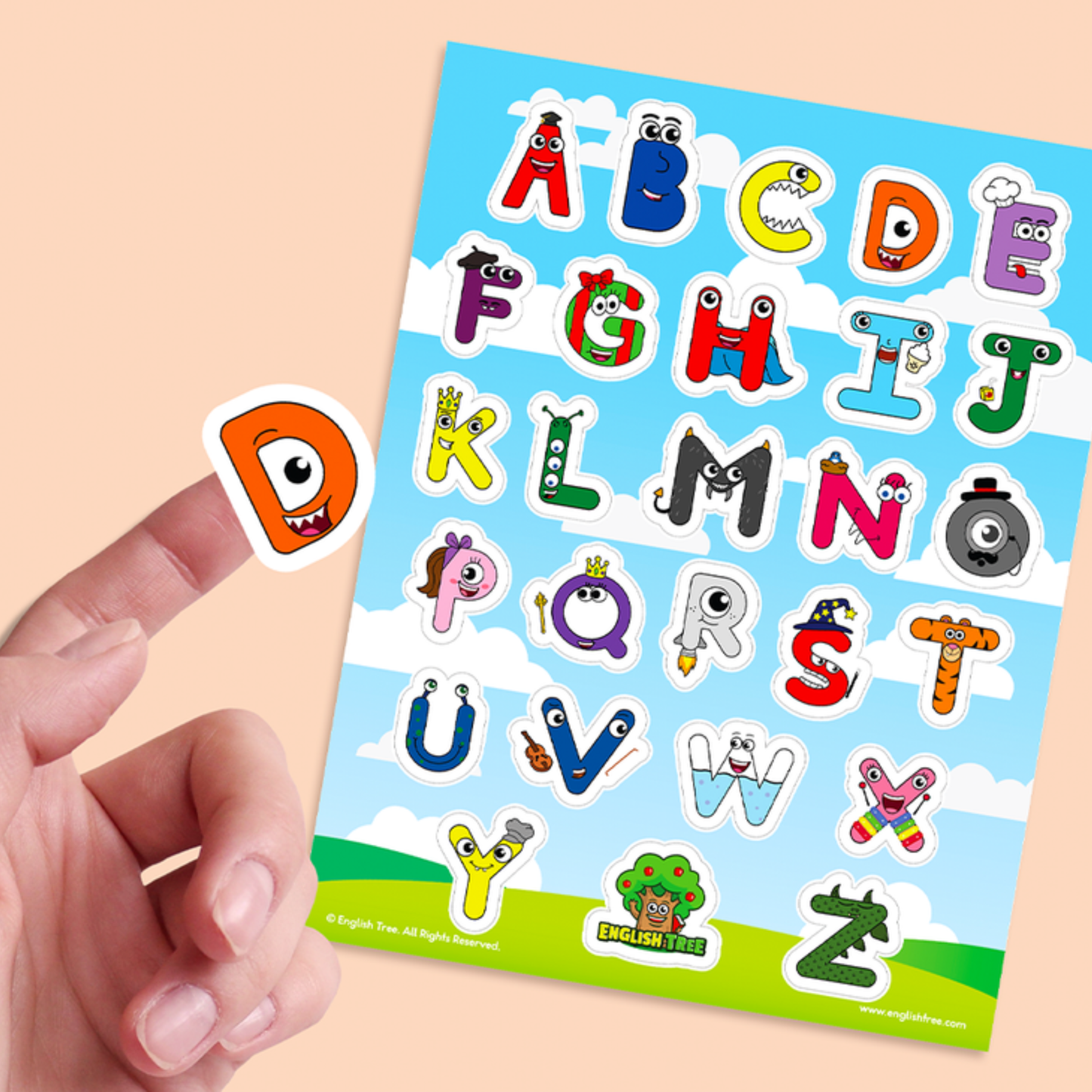 English Tree Alphabet Uppercase Stickers